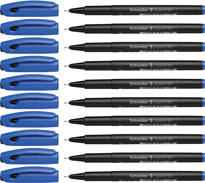 Schneider Topliner 967 Fineliner Pen - Blue (Pack of 10