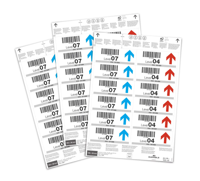 Durable Insert Labels 100 x 38 mm for Ticket Holders, 240 Labels on A4 Sheets, White, 102202