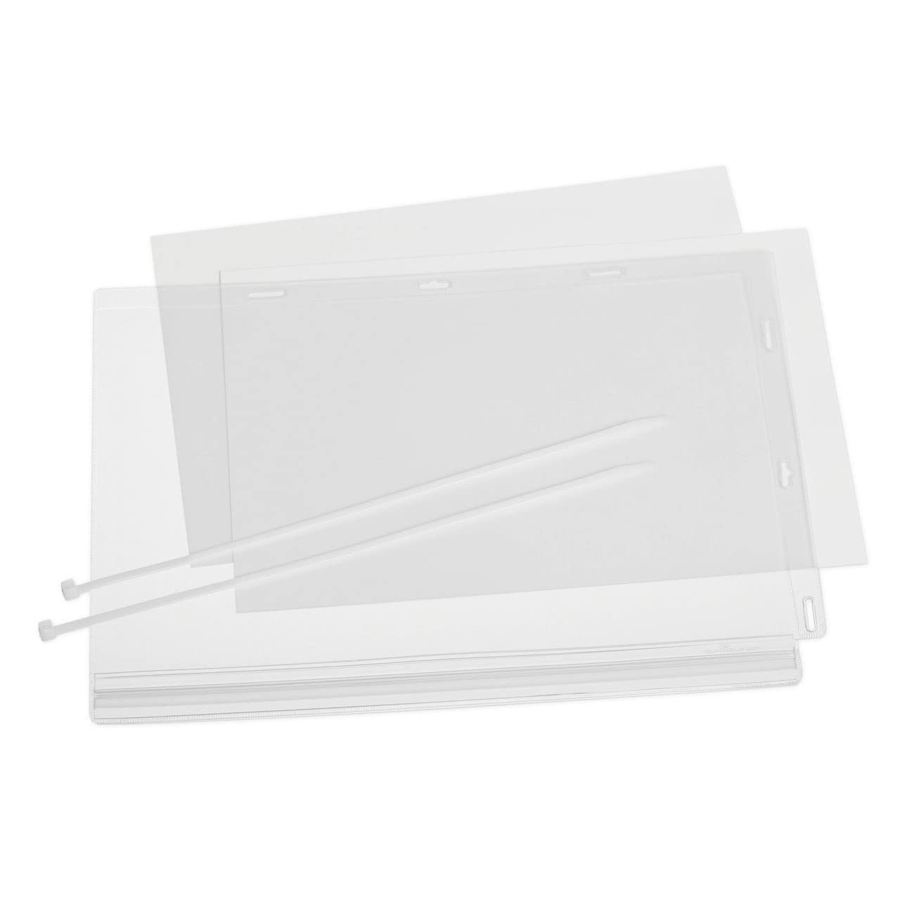 Durable Water-Resistant Pocket A4 Cable Ties, Pack of 5 Transparent, Perfect for Displaying Information Outdoors, (502719
