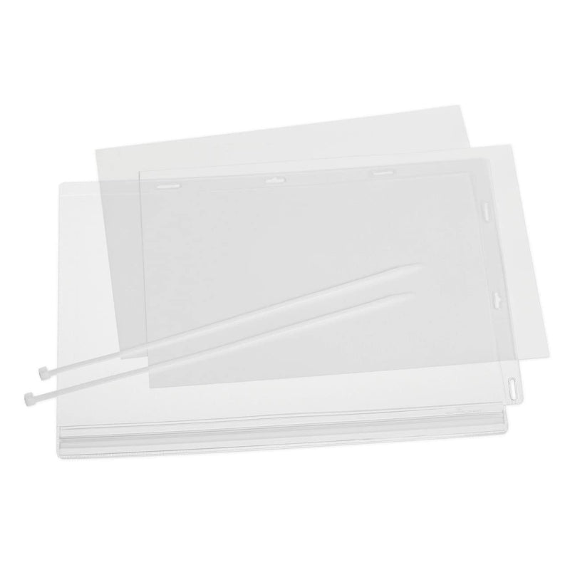 Durable Water-Resistant Pocket A4 Cable Ties, Pack of 5 Transparent, Perfect for Displaying Information Outdoors, (502719