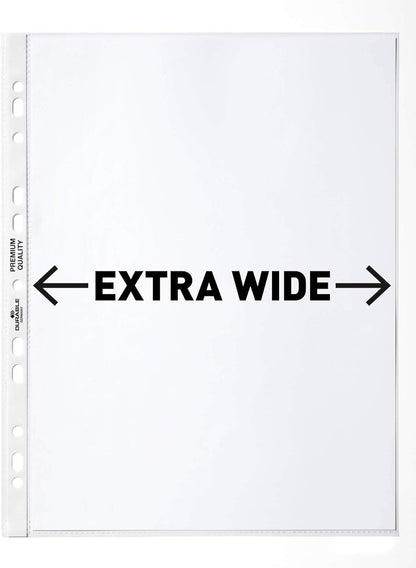Durable Punched Pocket A4 Extra Wide, 240 x 310 mm, 90 my, Transparent, 50 Pieces 999111197