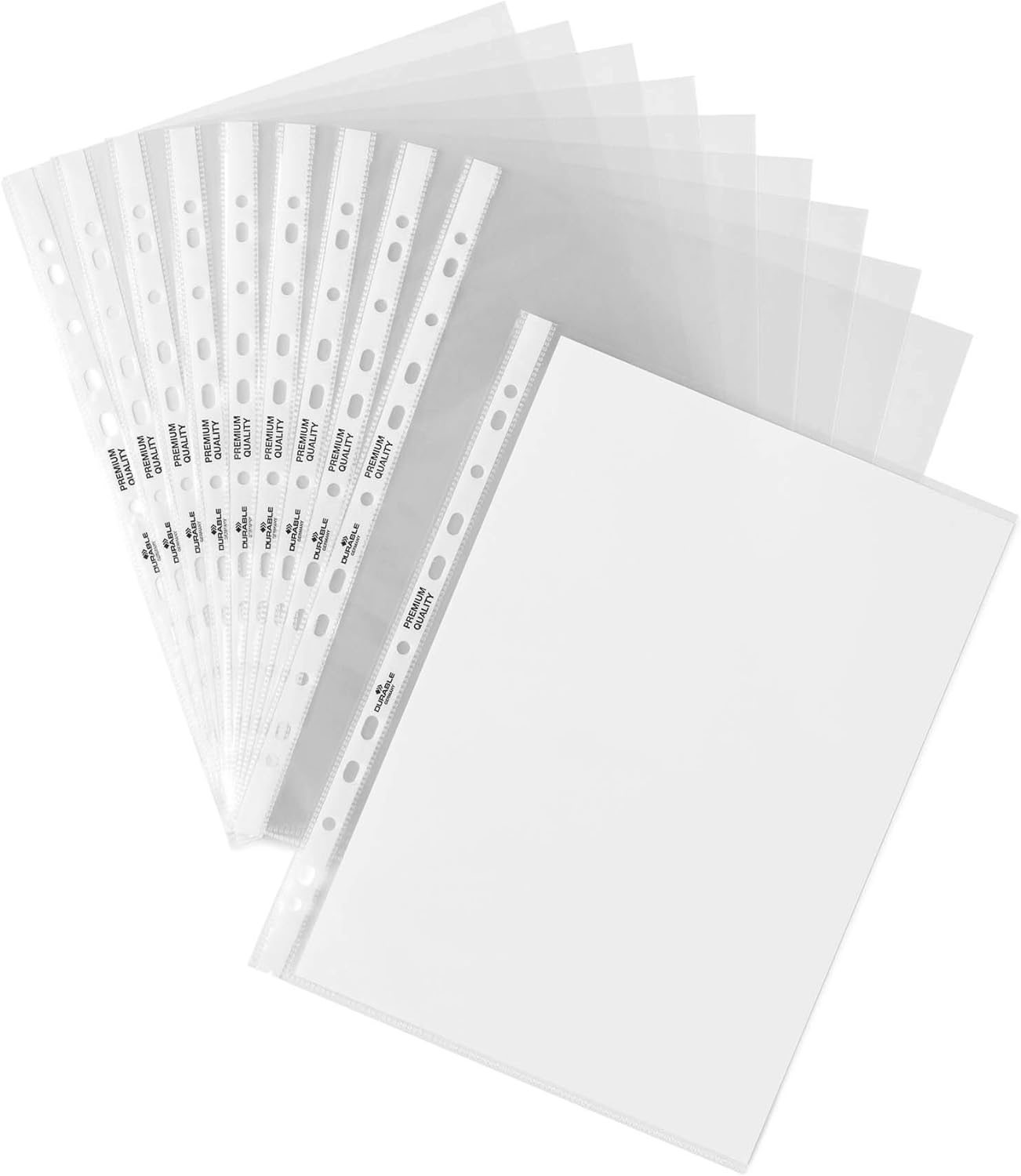 Durable Punched Pocket A4 Extra Wide, 240 x 310 mm, 90 my, Transparent, 50 Pieces 999111197