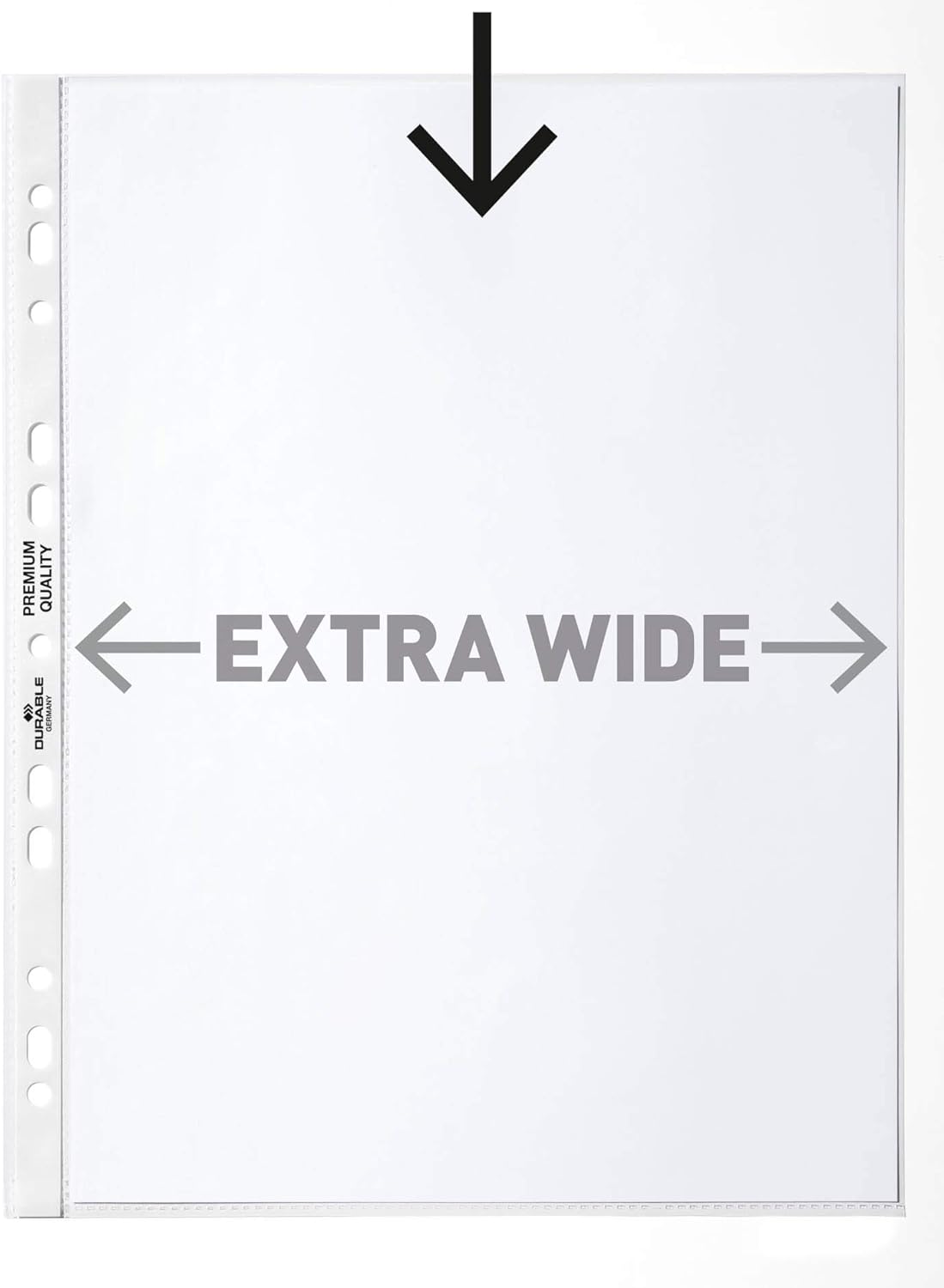 Durable Punched Pocket A4 Extra Wide, 240 x 310 mm, 90 my, Transparent, 50 Pieces 999111197