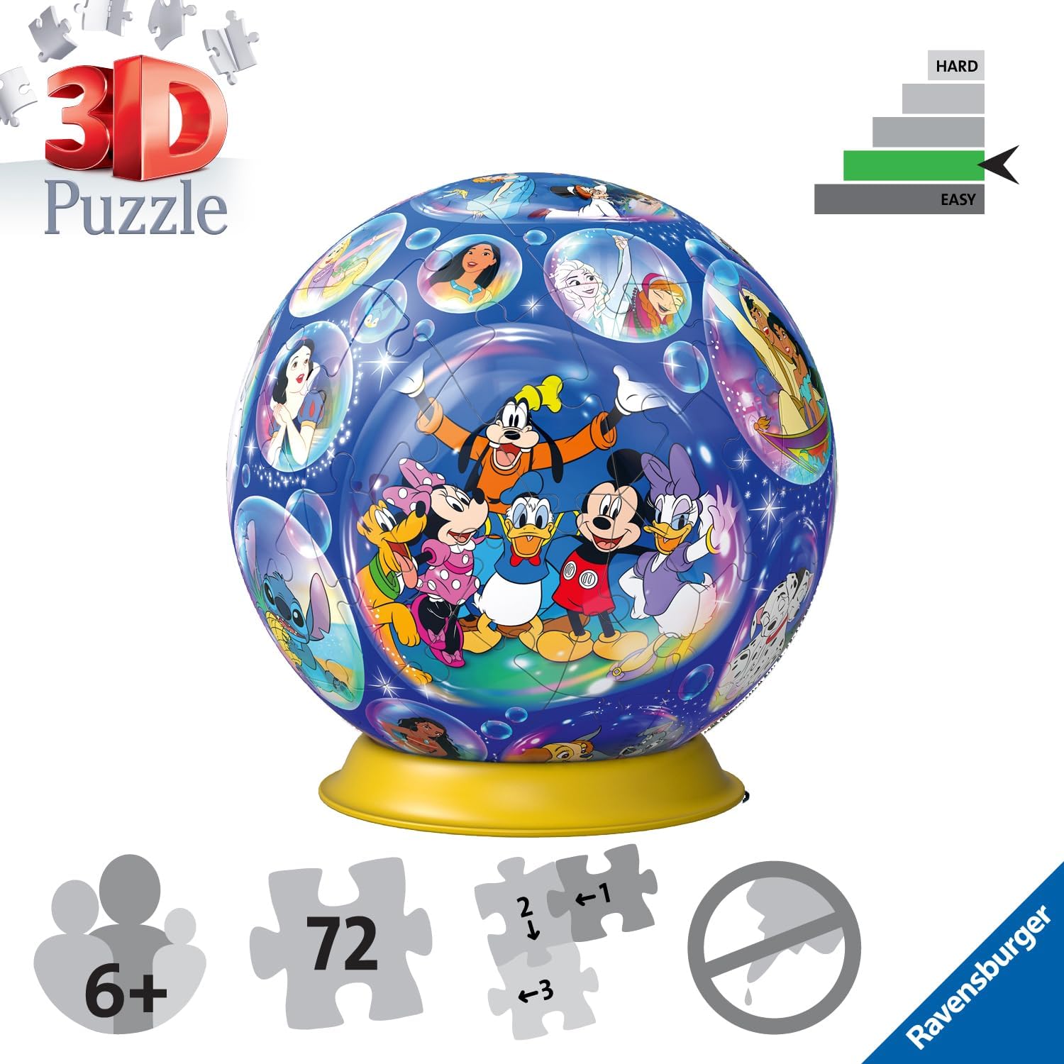 Ravensburger Charaktere 72p 11561 1St. Grogu 3D Personajes – 72 Piezas – Puzzle Pelota para Fans de Disney a Partir de 6 años, Color Azul