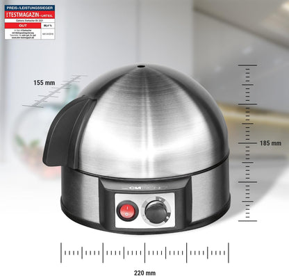 Clatronic® Elektrischer Eierkocher für bis zu 7 Eier | Eierkocher Edelstahl mit Härtegradeinstellung | beleuchteter Ein-/Aus-Schalter | 400 Watt | Edelstahl |