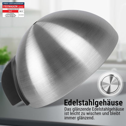 Clatronic® Elektrischer Eierkocher für bis zu 7 Eier | Eierkocher Edelstahl mit Härtegradeinstellung | beleuchteter Ein-/Aus-Schalter | 400 Watt | Edelstahl |