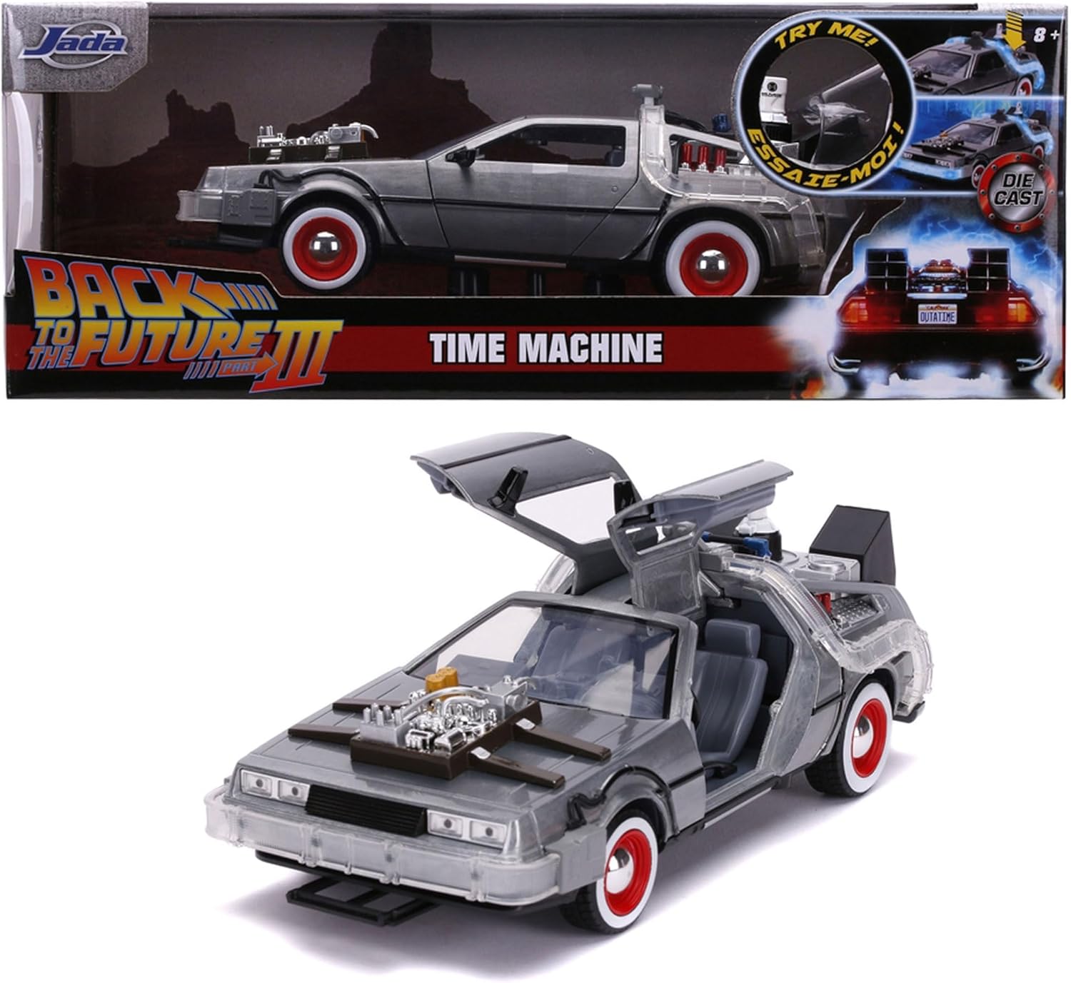 Jada 253255027 Toys Back To The Future 3 1:24 Time Machine Vehicle, Multi-Coloured