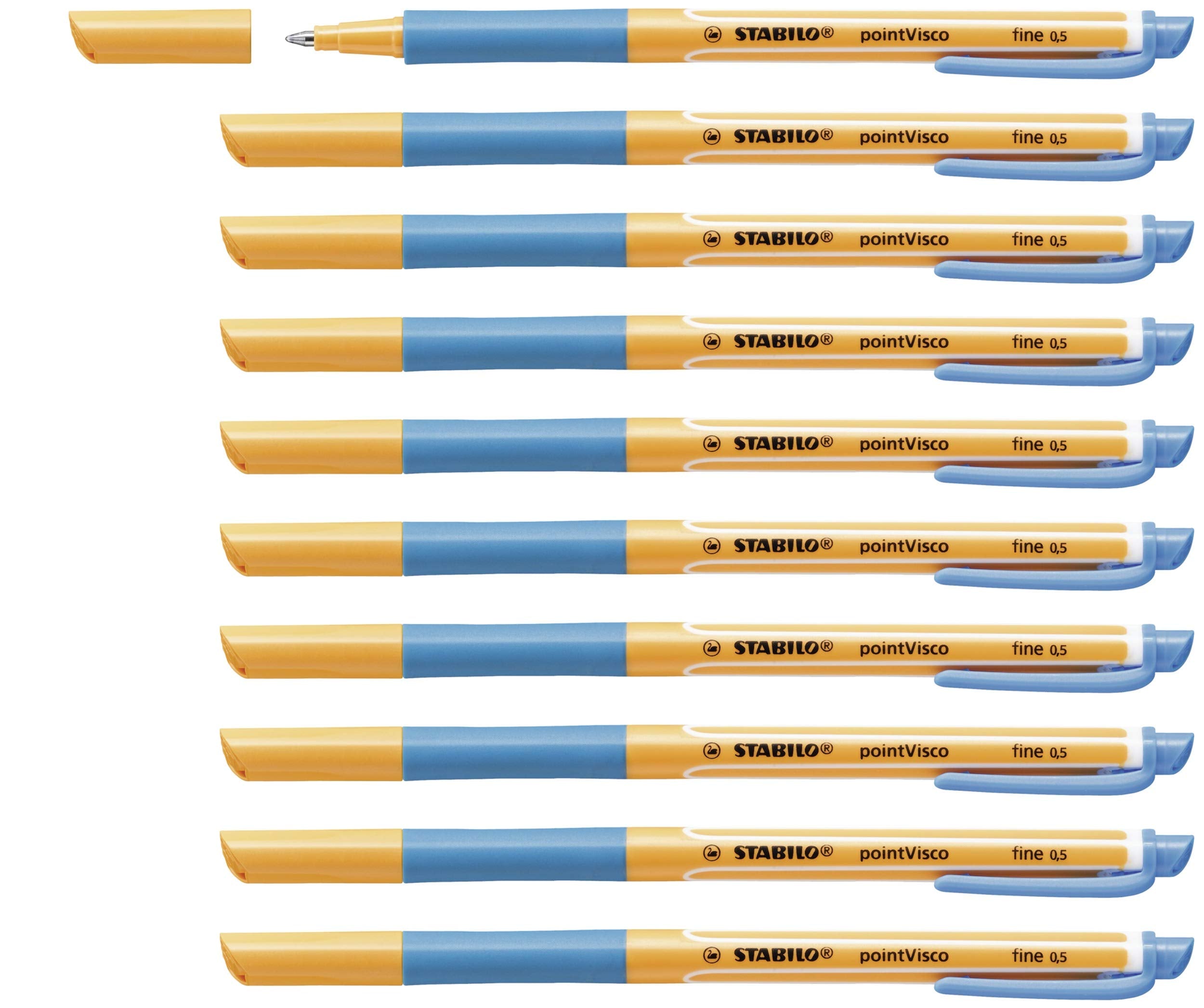 Gel Rollerball - STABILO pointVisco Box of 10 Azure Azure 10 count (Pack of 1) Box