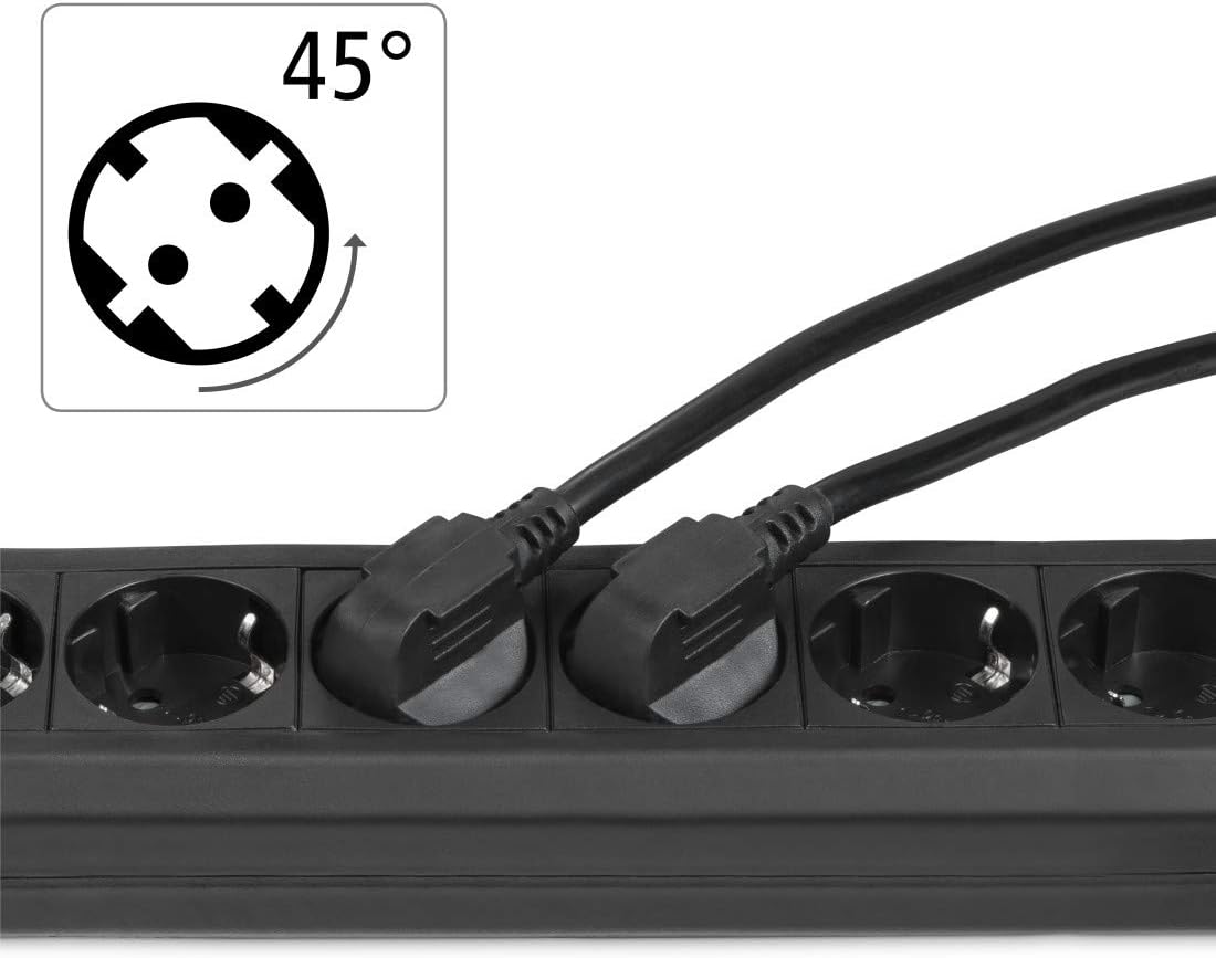 Hama Steckdosenleiste 6-fach (Mehrfachsteckdose mit Save Energy-Schalter zum Stromsparen, Steckplätze 45 Grad gedreht, Kabel 1,4m, GS geprüft, Mehrfachstecker für Home Ofiice) schwarz
