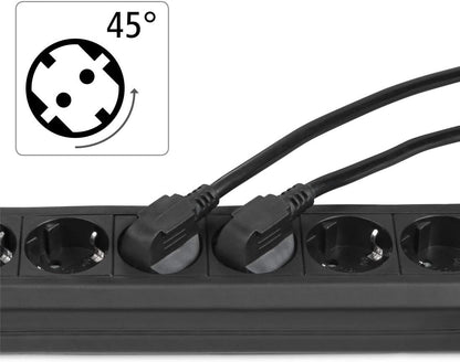 Hama Steckdosenleiste 6-fach (Mehrfachsteckdose mit Save Energy-Schalter zum Stromsparen, Steckplätze 45 Grad gedreht, Kabel 1,4m, GS geprüft, Mehrfachstecker für Home Ofiice) schwarz
