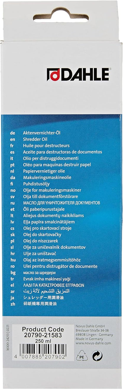 Dahle Bürotechnik Spezialöl für Aktenvernichter Dahle 20790, Tropfflasche, 250 ml