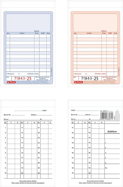 Herlitz A6 Receipt Book with Rake List – 2 x 50 Blatt