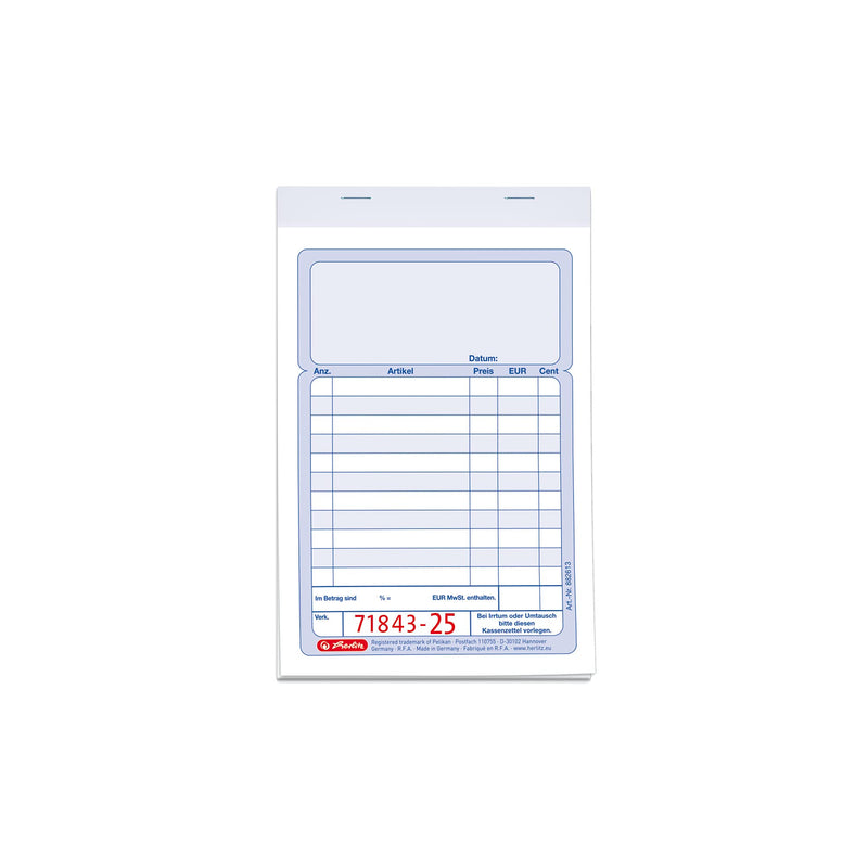 Herlitz A6 Receipt Book with Rake List – 2 x 50 Blatt