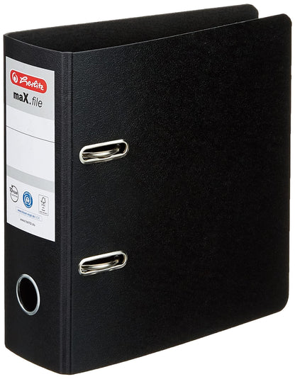 Herlitz 5175807 maX. File A5 Portrait, 7.5 cm with Self-Adhesive Spine Label Hard Cardboard