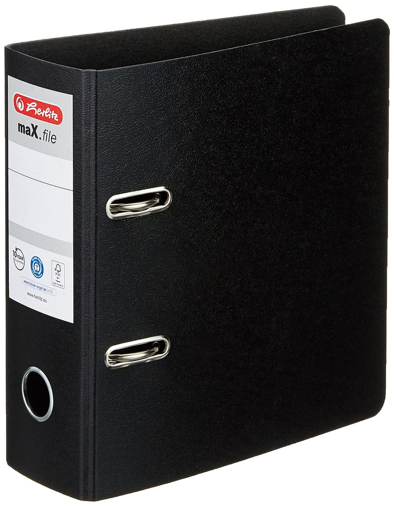 Herlitz 5175807 maX. File A5 Portrait, 7.5 cm with Self-Adhesive Spine Label Hard Cardboard