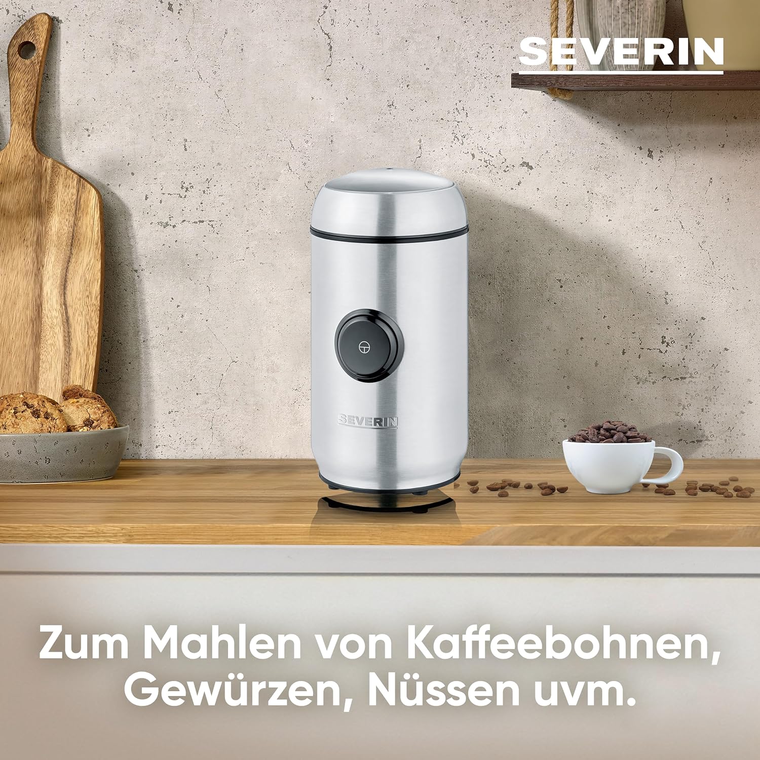Severin Coffee and Spice Grinder with 180 W of Power KM 3879, Brushed Stainless-Steel/Black