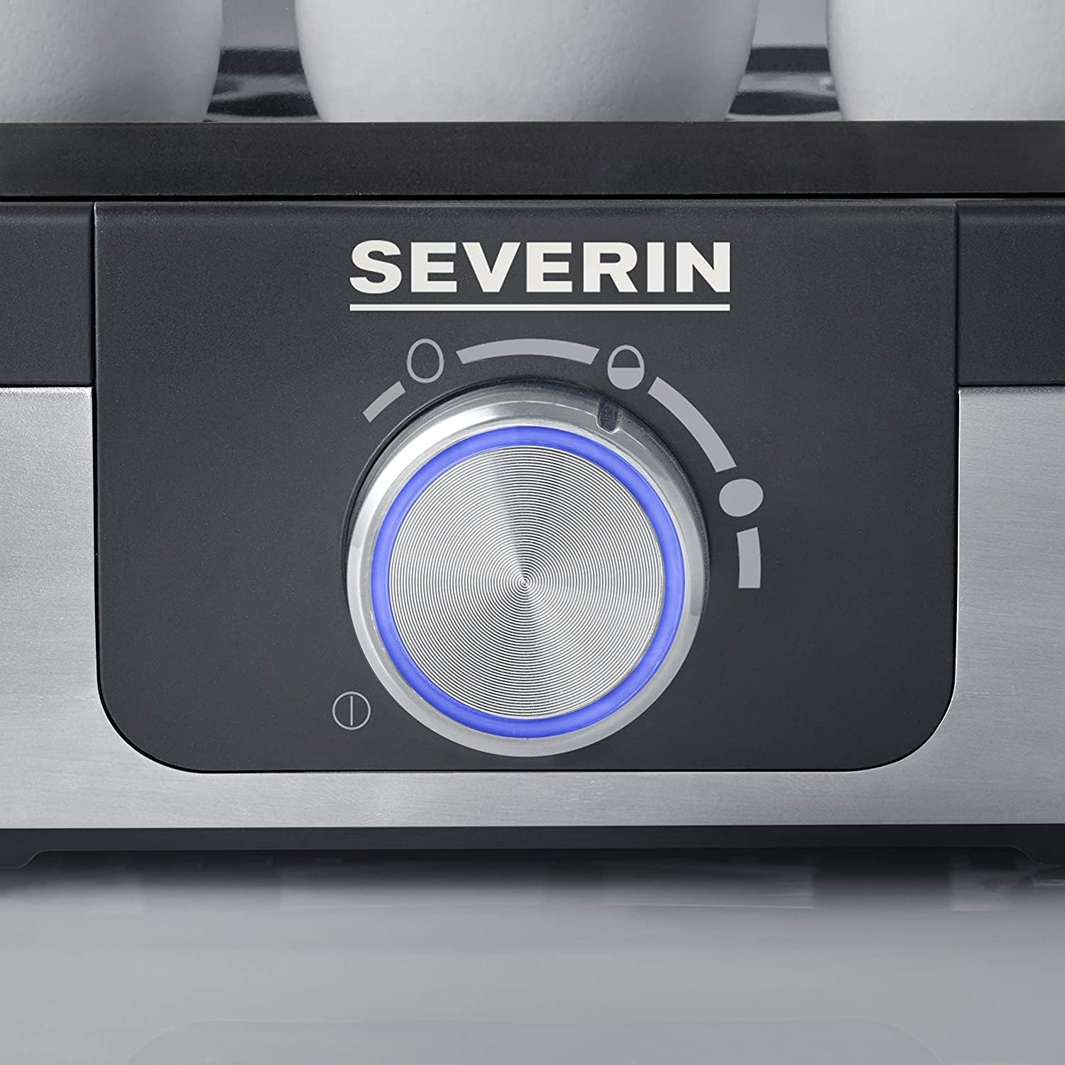 SEVERIN Cuecehuevos con Control de Tiempo de Cocción, 270 W, Capacidad de hasta 3 Huevos, Acero Inoxidable Cepillado/Negro EK 3163
