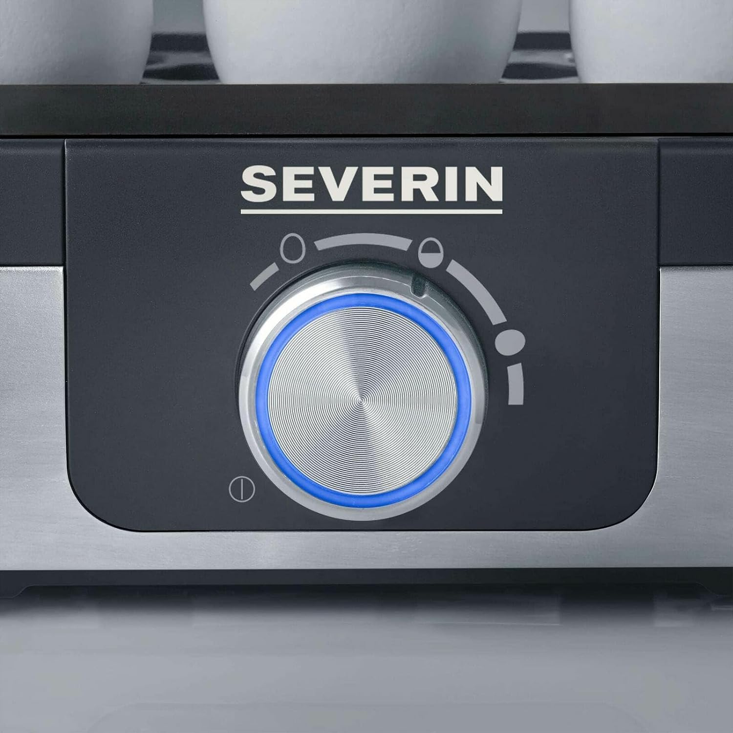SEVERIN Cuecehuevos con Control de Tiempo de Cocción, 270 W, Capacidad de hasta 3 Huevos, Acero Inoxidable Cepillado/Negro EK 3163