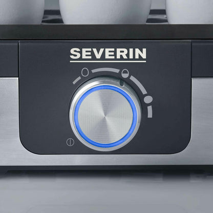 SEVERIN Cuecehuevos con Control de Tiempo de Cocción, 270 W, Capacidad de hasta 3 Huevos, Acero Inoxidable Cepillado/Negro EK 3163