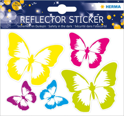 Herma Reflective Stickers, Permanent Hold, 5 Fluorescent Stickers per Pack Butterfly Motif
