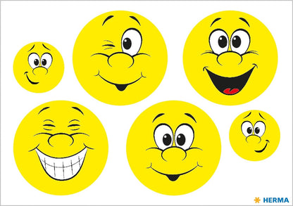 Herma Reflective Stickers, Permanent Hold, 5 Fluorescent Stickers per Pack Happy Face Motif
