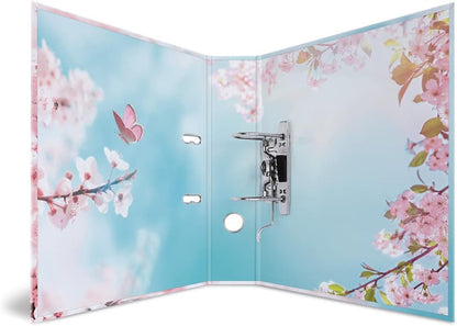HERMA 19556 Folder A4 Flowers Cherry Blossom 7 cm Wide Sturdy Cardboard Coloured Outside and Inside Print in Design Ring Binder Lever Arch File Office Folder Motif Folder