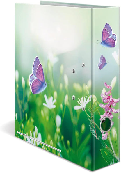 HERMA 19561 Folder A4 Flowers Wild Flowers 7 cm Wide Sturdy Cardboard Coloured Outer and Inner Print Design Ring Binder Lever Arch File Office Folder Motif Folder