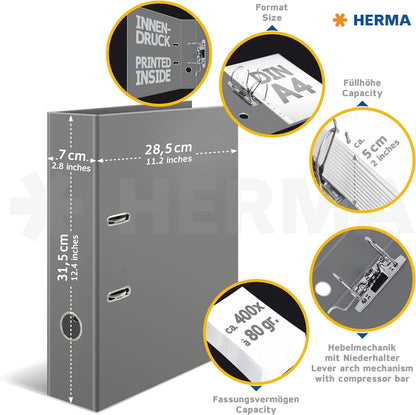 HERMA 19561 Folder A4 Flowers Wild Flowers 7 cm Wide Sturdy Cardboard Coloured Outer and Inner Print Design Ring Binder Lever Arch File Office Folder Motif Folder