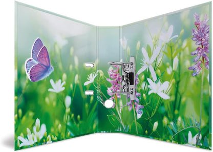 HERMA 19561 Folder A4 Flowers Wild Flowers 7 cm Wide Sturdy Cardboard Coloured Outer and Inner Print Design Ring Binder Lever Arch File Office Folder Motif Folder