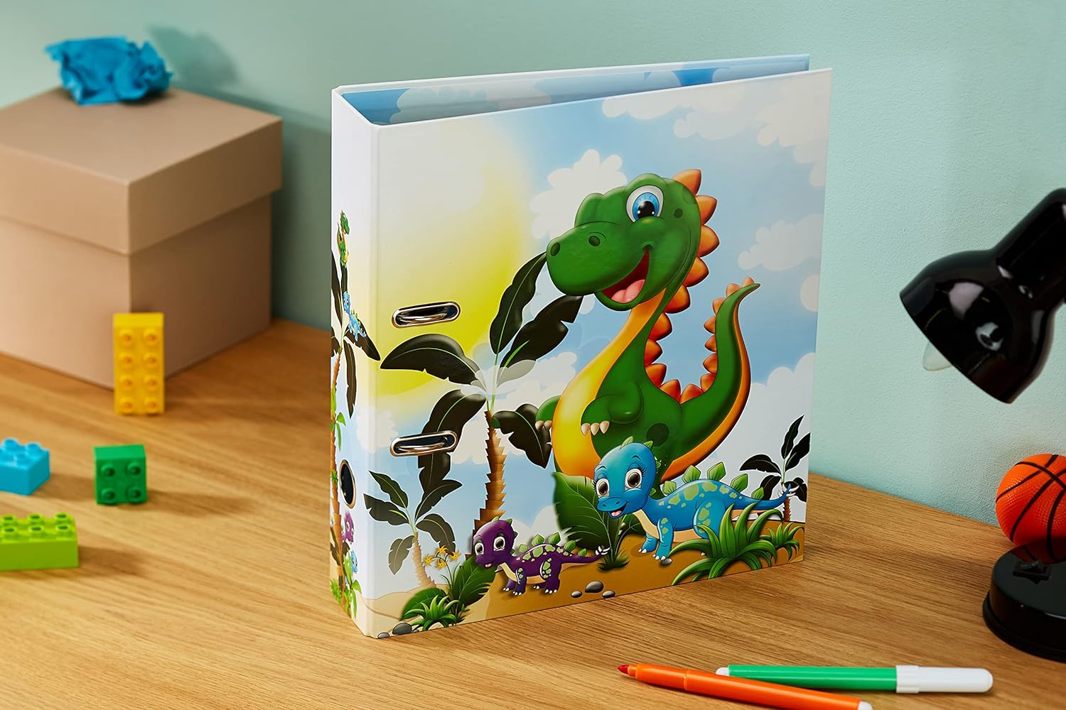 HERMA Lever Arch File Kindergarten with Dinos Motif, A4, 70 mm Spine, with Inner Print, 1 Folder