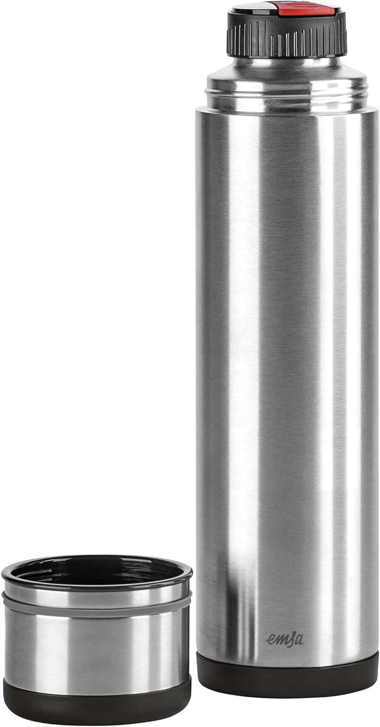 Emsa 509239 Mobility Safe Loc Pro closure, insulated flask. 1.0 litres, black/grey