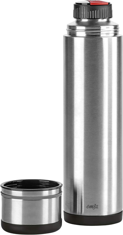 Emsa 509239 Mobility Safe Loc Pro closure, insulated flask. 1.0 litres, black/grey