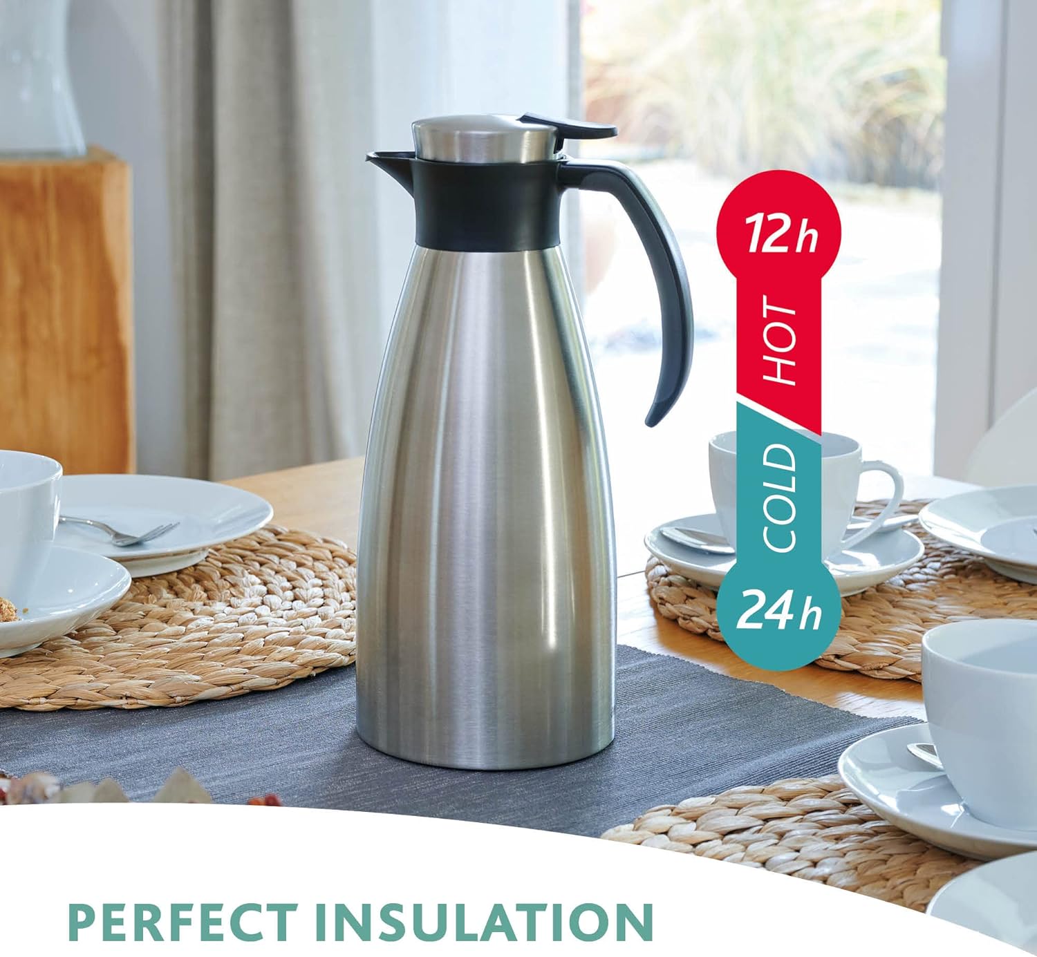 Emsa 514500 Isolierkanne | Edelstahl | 1.5 Liter | Quick Tip Verschluss | 100% dicht | Brombeer | Soft Grip & 512577 Isolierkanne |Edelstahl | 1 Liter | Quick Tip Verschluss |100% dicht