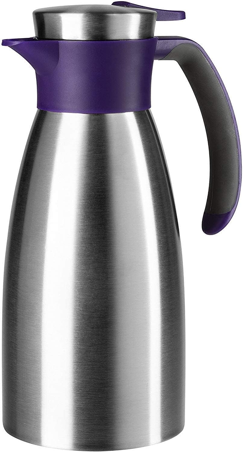 Emsa 514500 Isolierkanne | Edelstahl | 1.5 Liter | Quick Tip Verschluss | 100% dicht | Brombeer | Soft Grip & 512577 Isolierkanne |Edelstahl | 1 Liter | Quick Tip Verschluss |100% dicht