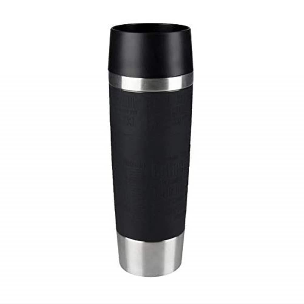 Emsa 515615 Travel Mug Large insulated drinking cup with Quick Press closure, 0.5 litres, black
