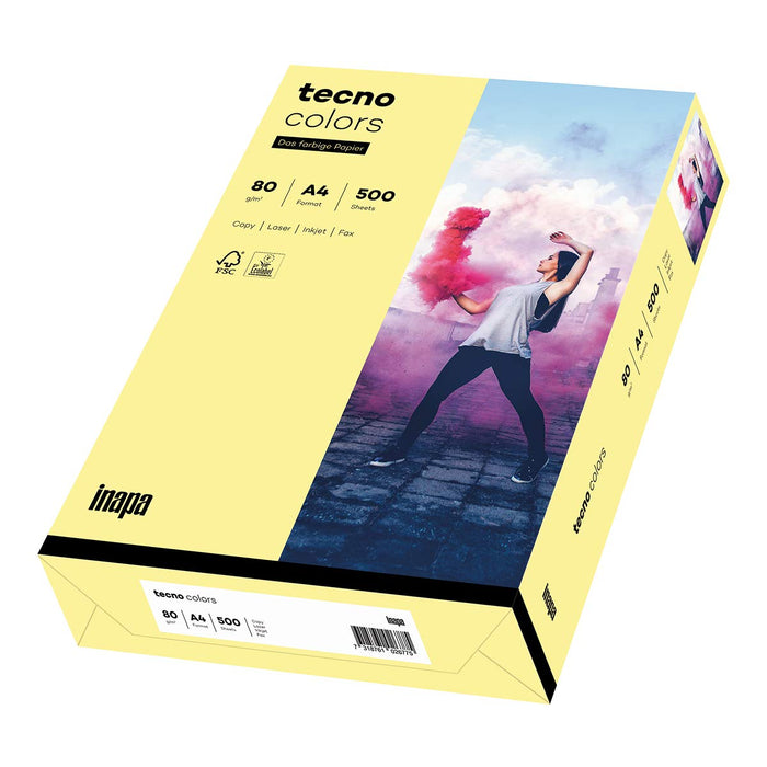 inapa Coloured Printer Paper Tecno Colours 80 g/m² A4 500 Sheets Light Yellow A4 - 500 sheets 80g / m² light yellow