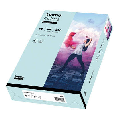 inapa Coloured Printer Paper, Tecno Colours: 80 g/m², A4, 500 Sheets, Light Blue A4 - 500 sheets 80g / m² lightblue