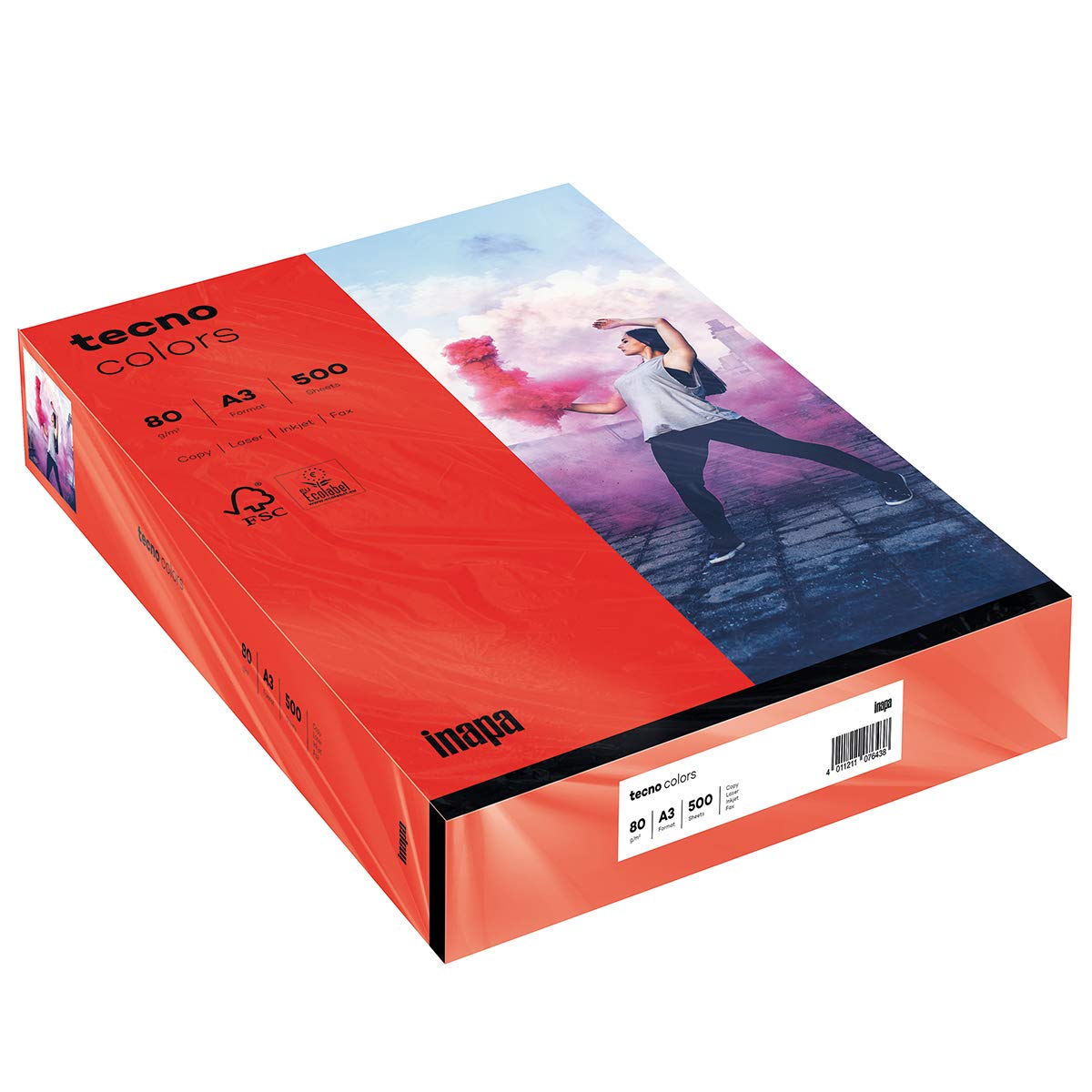 inapa Coloured Printer Paper Tecno Colours 80 g/m² A3 500 Sheets Intense Red Intense red 80g / m²