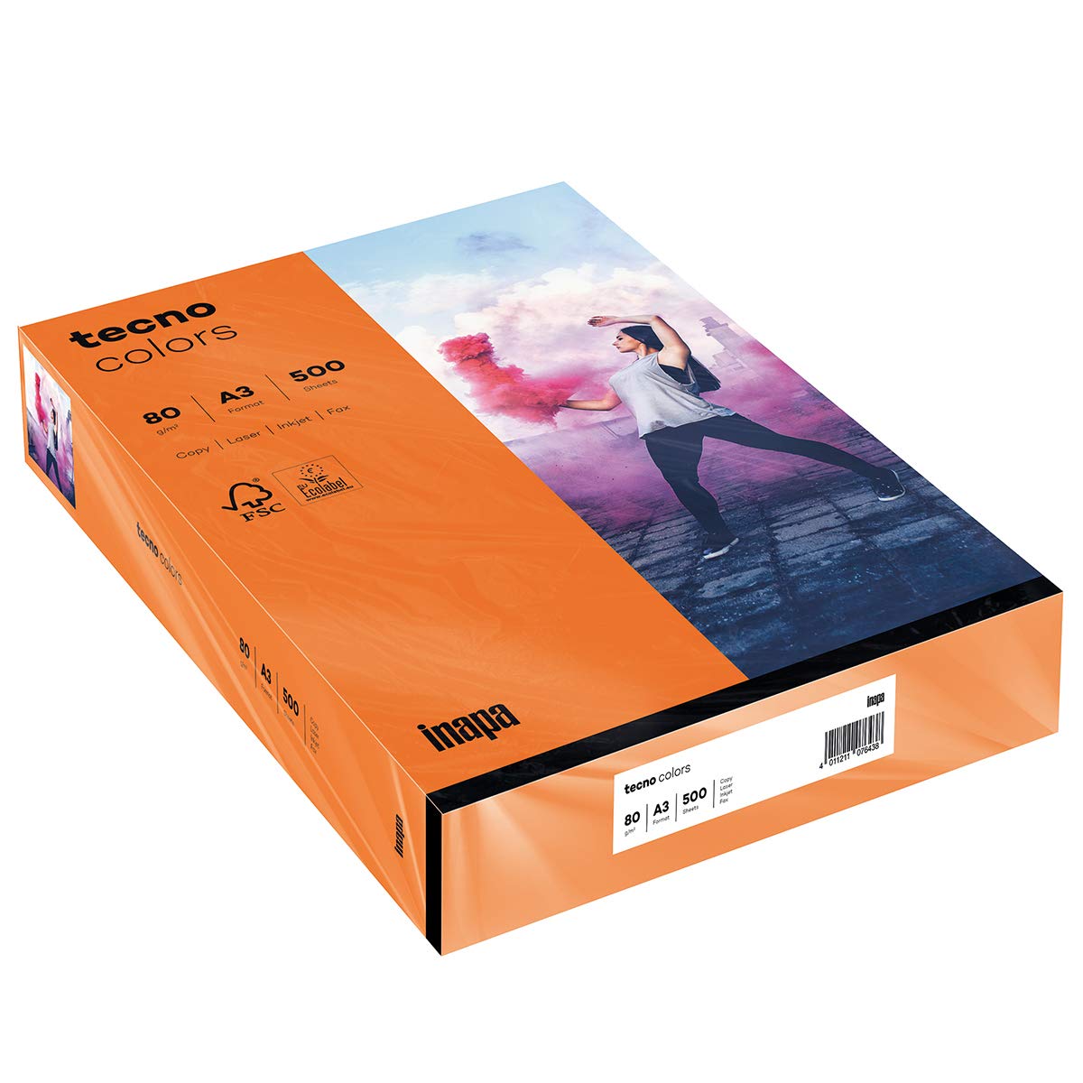 inapa Tecno Colours Coloured Printer Paper 80 g/m² A3 500 Sheets Intense Orange Intense advance 80g / m²