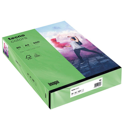 inapa Coloured Printer Paper Tecno Colours 80 g/m² A3 500 Sheets Intense Green A3 - 500 sheets 80g / m² Intense green