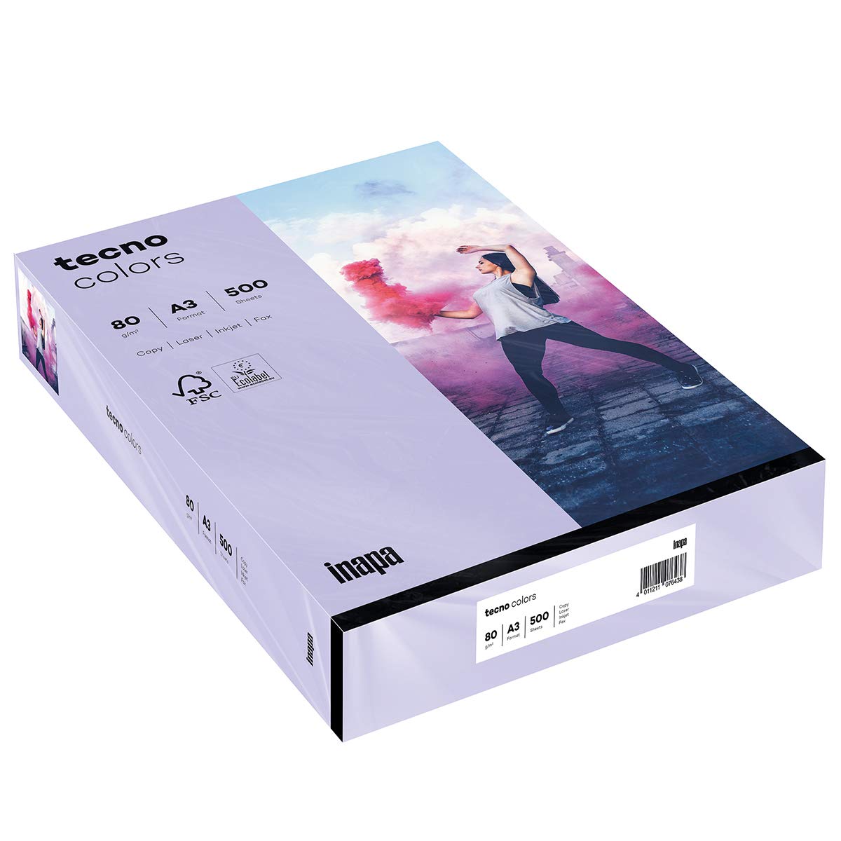 inapa Tecno Colours Coloured Printer Paper 80 g/m² A3 500 Sheets Purple A3 - 500 sheets 80g / m² Purple