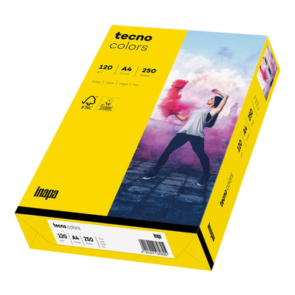inapa Coloured Printer Paper Tecno Colours 120 g/m² A4 250 Sheets Intense Yellow Intensive Yellow 120g / m²