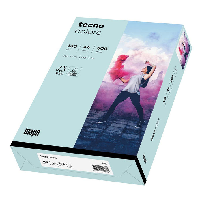 inapa Coloured Printer Paper, Tecno Colours: 160 g/m², A4, 250 Sheets, Light Blue lightblue 160g / m²