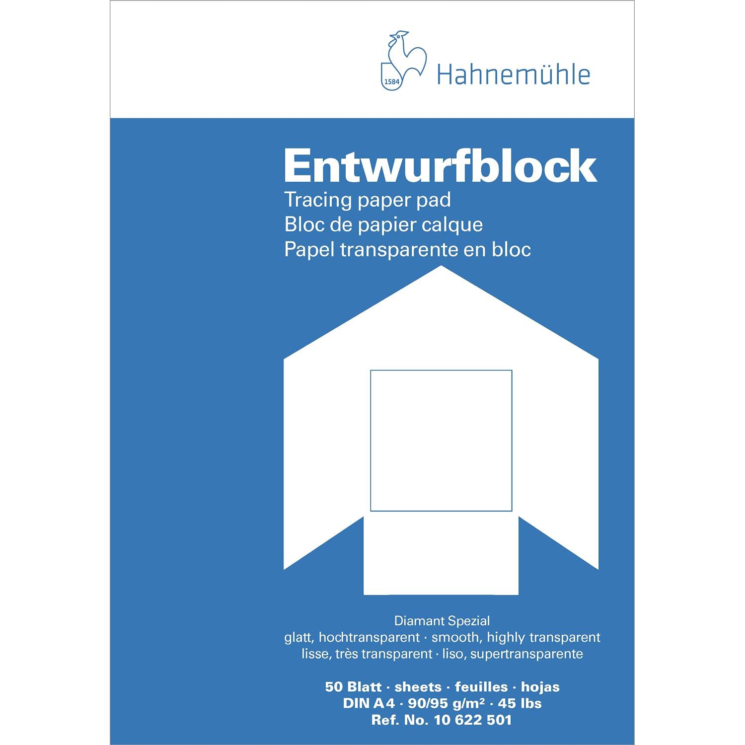 Hahnemühle 10622501 blocchi di carta trasparente, carta da disegno, blocchi trasparente blocco A4 90/95 G/MQ