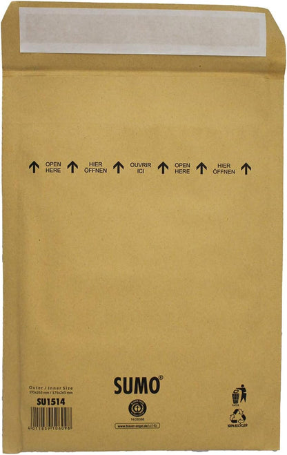 Mailmedia 30002311 Padded Paper Envelopes SUMO Inner Dimensions 175 x 265 mm Outer Dimensions 195 x 265 mm Brown Pack of 10