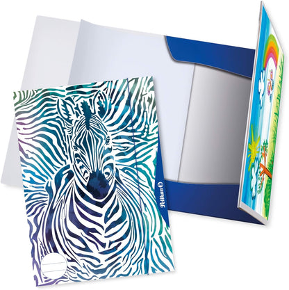 Pelikan 240406 Kombisammelmappe (Sammelmappe und Zeichenblock), A4, Motiv: Zebra, 1 Stück A4 Kombi