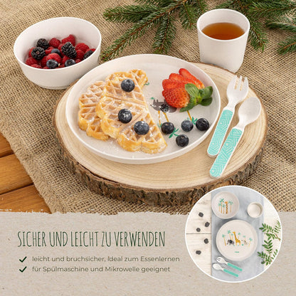 Reer Growing"LovelyFriends" Children's Tableware Set, Sustainable Without Harmful Substances, Melamine