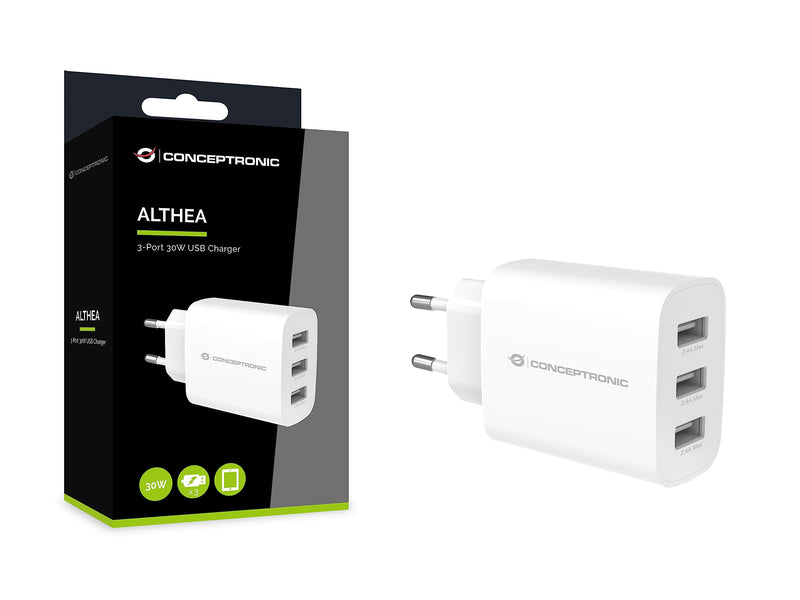 Conceptronic Routers - Wireless - Modems Brand Model 3-Port 30W USB Charger USB-A X 3