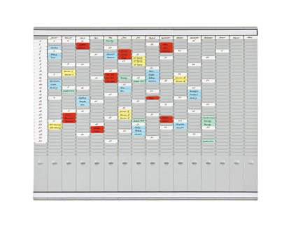 FRANKEN T-card board year planner for 15 months plus index, 100.8 x 78.3 cm, 16 straps, 35 slots, PV1015 16 columns x 35 rows