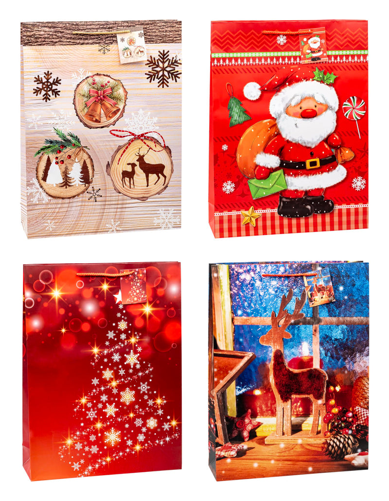 TSI 84177 gift bags Christmas No 7, Pack of 12, size: xtra large (17,5 x 13 x 4 inch) 1 count (Pack of 12) XXL Single